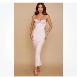 HOUSE OF CB 'Charmaine' Blush Pink Corset Maxi Dress/Size M